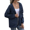 thumbnail image 2 of Impermeables para Mujer, Impermeables, Resistentes Al Viento, Ajustables, con Capucha y Bolsillos. Azul Oscuro S, 2 of 9