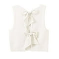 thumbnail image 4 of Women Autumn And Winter Solid Color Casual Short Knitted Sweater Vest Top Knitted Bow Vest Vest Sweater Vest plus Size Vest Dress Women Cropped Sweater Vest Christmas Vests Women 's Cardigan Sweater, 4 of 5