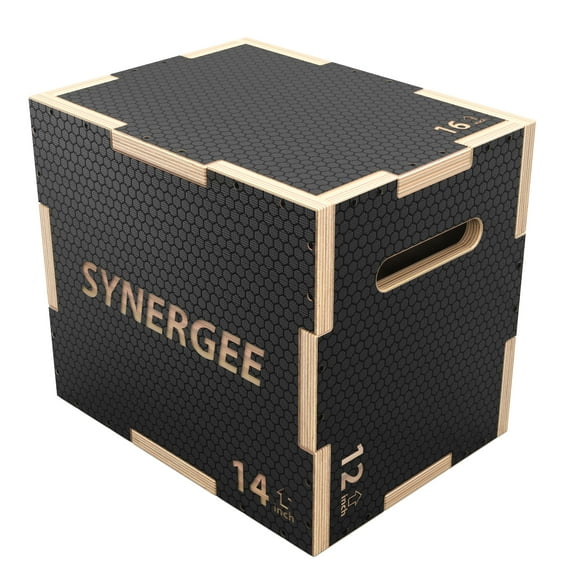 Synergee 3 in 1 Non-Slip Wood Plyometric Box for Jump Training and Conditioning 16/14/12