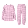 thumbnail image 2 of Mifsaly Two Piece Pajama Set for Girls Boys Plaid Print Long Sleeve Crewneck Pullover Tops and Jogger Pants Kids Lightweight Soft Casual Sleepwear, 2 of 6