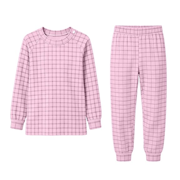 JOANKDMI Two Piece Pj Sets Toddler Girls Long Sleeve Soft Plaid Sleepwear Outfits Comfy Loungewear Pjs with Grid Pants Elastic Waist Casual Nightwear Fall Winter Clothes for Kids
