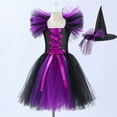 thumbnail image 2 of Magnificent Witch Halloween For Girls Elegant Black Gown And Hat Fancy Tutu Dress Up Party Outfit, 2 of 9