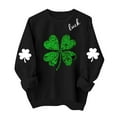 thumbnail image 2 of BRGZLK St.Patrick's Day Sweatshirts for Women Round Neck Print Sweatshirt Long Sleeve Funny Irish Shamrock Graphic Pullover Top Holiday Clothes Black B S, 2 of 6
