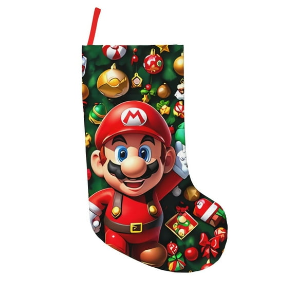 Saiise Mario Print 18 Inches Christmas Stockings,Large Stockings for for Christmas Xmas Tree Holiday Fireplace Family Decor Gifts