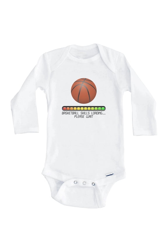 Basketball Skills Loading Please Wait Funny One Piece Baby Bodysuit (Long Sleeve), 3-6 Months White