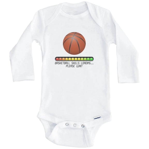 Basketball Skills Loading Please Wait Funny One Piece Baby Bodysuit (Long Sleeve), 0-3 Months White