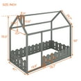 thumbnail image 3 of Queen Size Wooden House-Shaped Canopy Bed Frames with Guardrai,l Easy Assembly Wooden Slat Mattress Foundation House Platform Bed Floor Bed Frames, for Guest Room Boys Girls Bedroom, 3 of 9