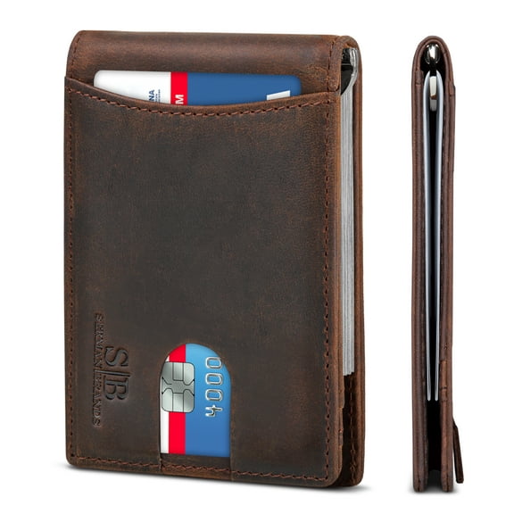 SERMAN BRANDS Slim Wallets for Men. Mens Wallet with Money Clip. Thin, Minimalist RFID Blocking Credit Card Holder