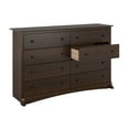 thumbnail image 5 of Prepac Fremont 8 Drawer Wooden Double Dresser, 17.25" x 59" x 37", Espresso, 5 of 12