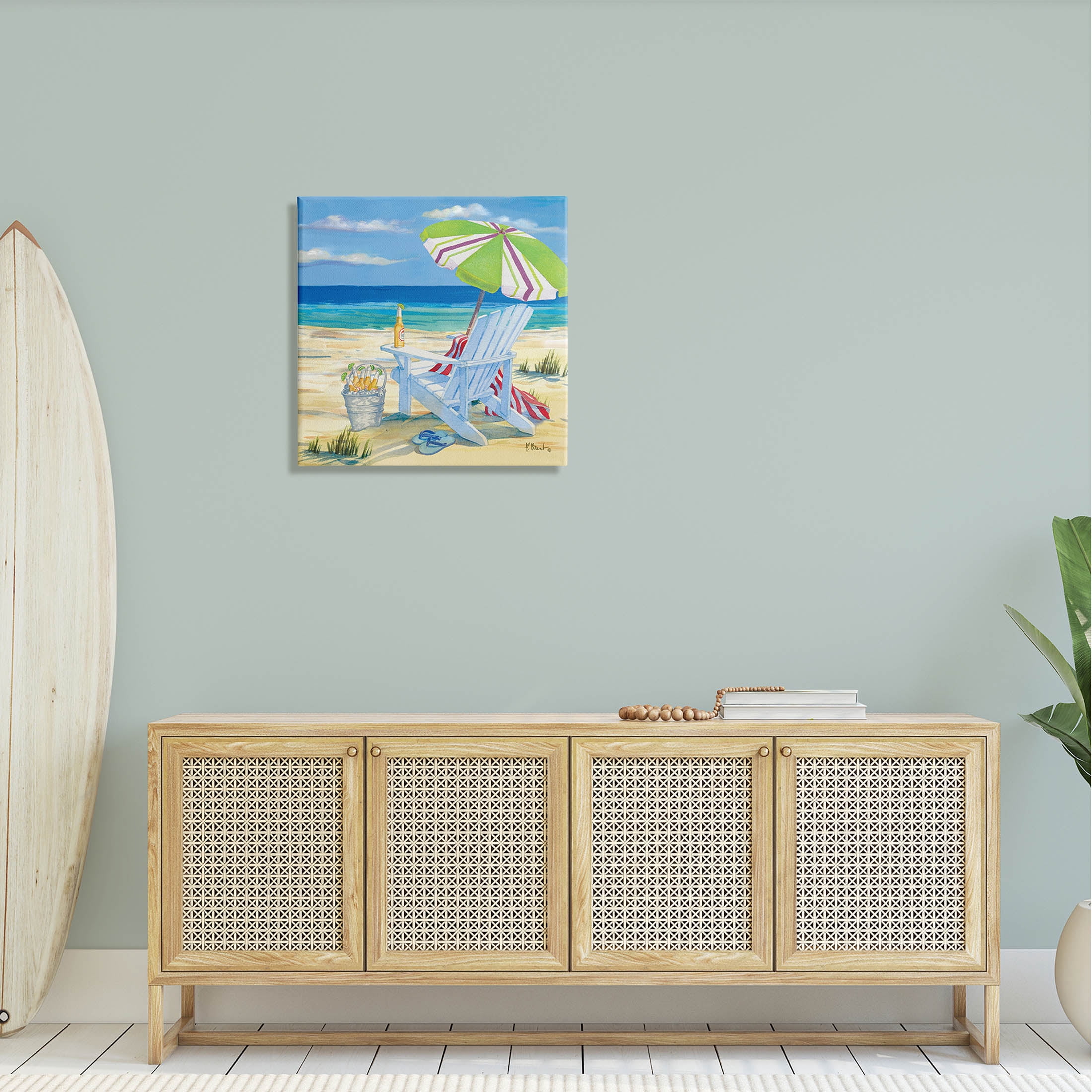 Stupell Industries 5pm Summer Beer Beach Chair Painting Gallery Wrapped Canvas Print Wall Art, Design by Paul Brent