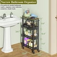 thumbnail image 2 of Carrito de almacenamiento estrecho de 4 niveles con ruedas y superficie de madera OKZEST, 2 of 9