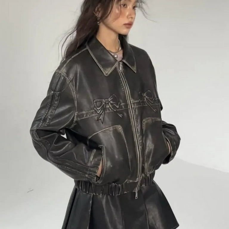 美品　real leather reversiable coat y2k UMR Vintage Y2K Grunge Punk Spiked / Studded Biker Leather