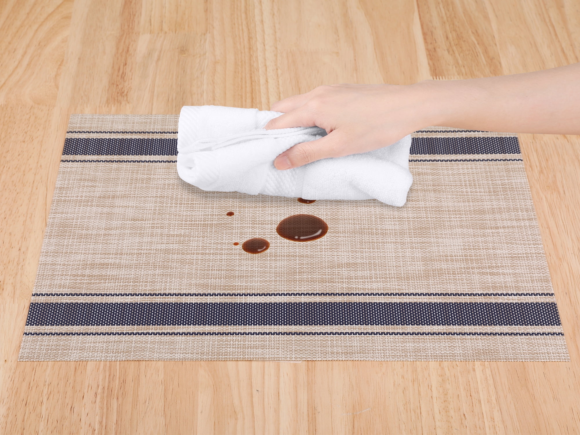 Unique Bargains Placemats Set of 6 Vinyl Placemats Blue