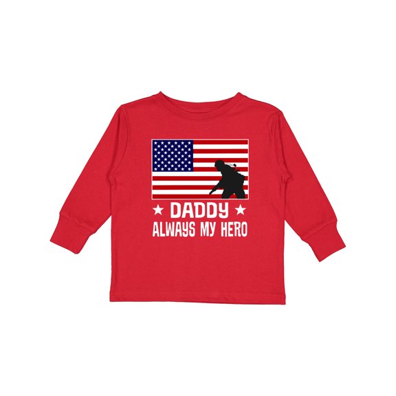 Inktastic Military Soldier Daddy Always My Hero Boys or Girls Long Sleeve Toddler T-Shirt