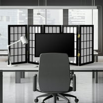 2 ft. Tall Desktop Window Pane Shoji Screen - Black - 5 Panels