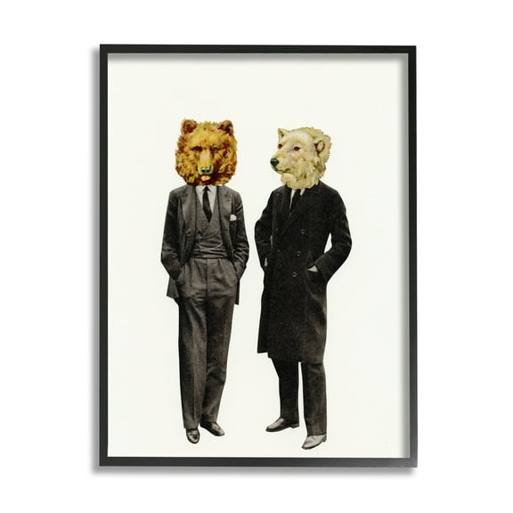 Stupell Industries Playful Polar Grizzly Bear Suit Jacket Fashion Framed Wall Art, 11 x 14, Design by Cassia Beck