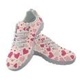 thumbnail image 2 of COEQINE Pink Heart Beige Women Sneakers Running Walking Shoes White Sole Fashion Tennis Shoes for Travel Casual Breathable Mesh Trainers Footwear for Valentine's Day, 2 of 7