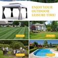thumbnail image 2 of 13 x 10 FT Patio Gazebo Tent, Double Tiers Polyester Canopy Top Water-Resistant Anti-UV Shelter Sun Shade with Mesh Netting, Grey, 2 of 9