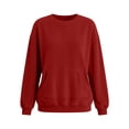 thumbnail image 5 of FAVIPT Corduroy Sweatshirts for Women Ribbed Long Sleeve Crewneck Tops with Kangaroo Pocket Casual Fall Winter Pullover No Hood Red,L, 5 of 6