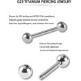 thumbnail image 2 of 2PCS 14G G23 Titanium Straight Barbell Tongue Rings Nipple Barbell Ring Bars Cartilage Earring Body Piercing Jewelry Externally Threaded, 2 of 5
