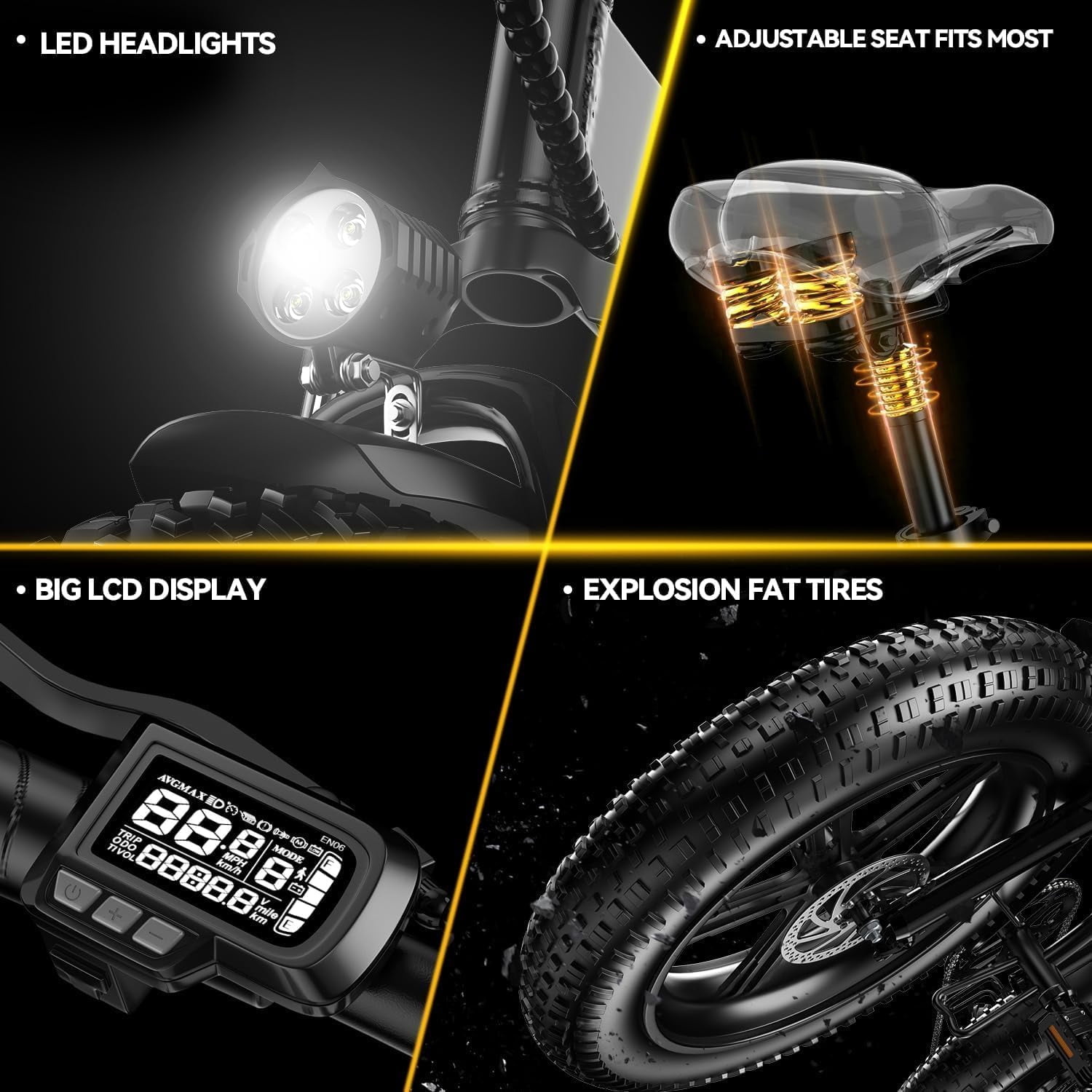 Cbvelo 1000W Folding Electric Bike, 48V 20.8AH Large Removable Battery E-Bike, 30+MPH, 80 Miles Max Range, 20" Fat Tire Electric Bike for Adults, Adult Electric Bicycles for Commute