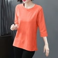 thumbnail image 2 of FRSASU T-Shirts for Women - Short Sleeve Basic Tees Solid Color Soft Crew Neck Loose Trendy Summer Casual Tops Orange, 2 of 7