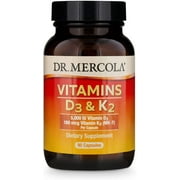 Dr. Mercola, Vitamins D3 and K2 Dietary Supplement , 90 Servings (90 Capsules)