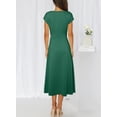 thumbnail image 2 of Vestido midi Happy Sailed de manga corta con cuello vuelto y cintura fruncida, 2 of 7
