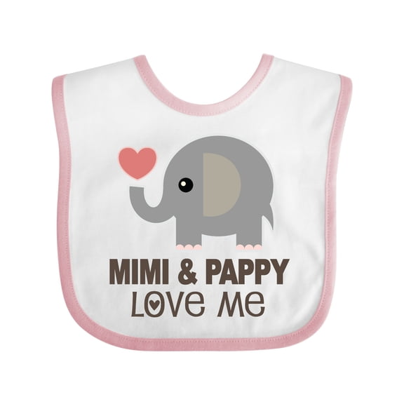 Inktastic Mimi and Pappy Love Me Elephant Boys or Girls Baby Bib