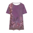 thumbnail image 4 of Drses Womens Summer Tops Women's Plus Size Top Short Sleeved Basic Printed Casual Round Neck T-shirt Wide Hem Large Cotton Shirt Tops for Women Trendy, 4 of 4
