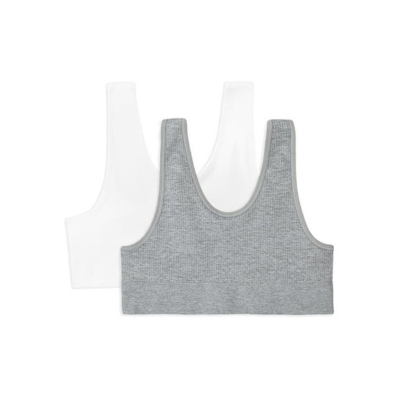 Vanity Fair Girls Bras, 2-Pack Ribbed Scoop Neck, Sizes 32A-38A