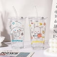 thumbnail image 1 of Transparent Glas Vattenkopp Söt Tecknad Frukostkopp Sugrör Med Lock Mjölk Juice Vattenkopp Glas Sippy Kopp Barnpresent, 1 of 3