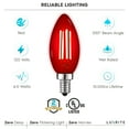 thumbnail image 2 of Luxrite E12 LED Filament Red Light Bulbs, 4.5W=40W, Colored Glass Candelabra Bulb, UL, E12, Decoration, Party 6 Pack, 2 of 7