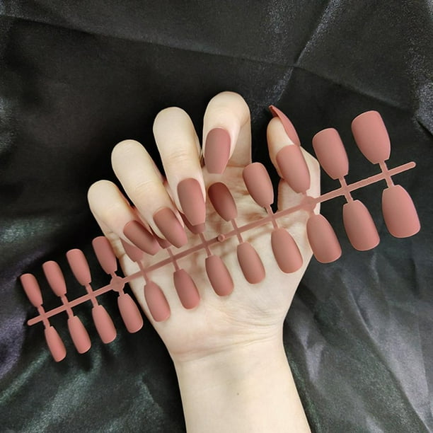 24 Piezas DIY Salvador Ballet Mujeres Uñas Postizas Cubierta de Puntas para Salón de Uñas Piel profunda