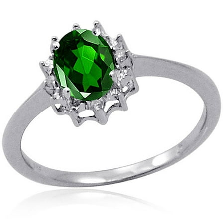 JewelersClub 0.83 Carat T.G.W. Chrome Diopside Gemstone and White Diamond Accent Ring