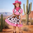 thumbnail image 5 of ANINEO Outfit Sets Girls Western Clothes Leopard Print Vest Skirt Bandana For Performance Cowboy Birthday Party Christmas Clothing for Child, 5 of 9
