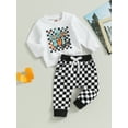thumbnail image 3 of Bagilaanoe 2PCS Toddler Baby Boy Long Pants Set Graphic Print Long Sleeve Sweatshirt Pullover Tops + Drawstring Sweatpants 6M 12M 18M 24M 3T Kids Casual Sweatsuits, 3 of 8