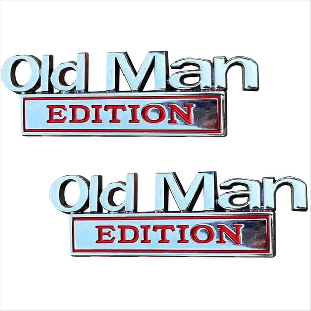 2 Emblemas de Coche Old Man Edition, Pegatinas Metálicas 3D, Emblemas de Coche Old Man Addition, Adhesivos Impermeables y Antioxidantes B
