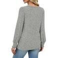 thumbnail image 5 of jobturf Womens Long Sleeve Shirts Ribbed Knit Smocked Cuff V Neck Blouses Fall Winter Going Out Tops Soft Comfy Warm Lightweight Sweaters, 5 of 10