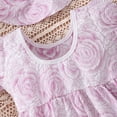 thumbnail image 4 of Inadays Toddler Baby Girl Floral Jacquard Puff Sleeve Dress Summer Bowknot Princess A-line Dresses Kids Birthday Ball Gown Party Pageant Dresses with Hat, Purple, 4-5 Years, 4 of 9