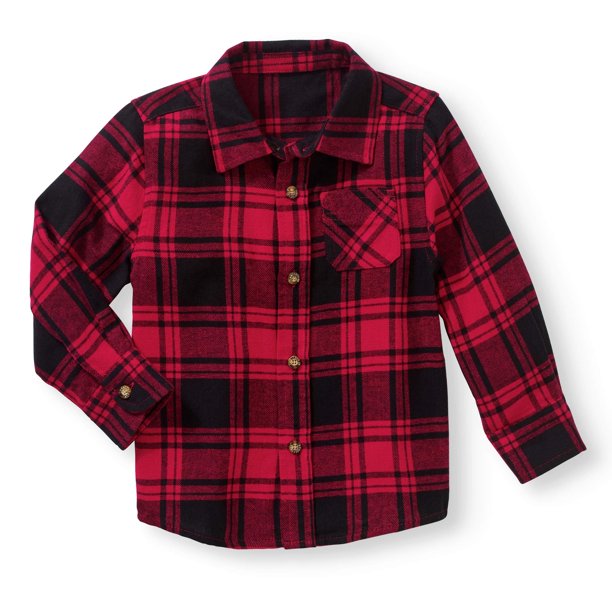 Baby Toddler Boys' Long Sleeve Flannel Shirt - Walmart.com