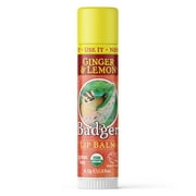 Badger - Classic Lip Balm, Lemon & Ginger, Organic Lip Balm, Moisturizing Lip Balm, 0.15 oz Stick