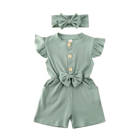 

Viworld Kids Baby Girl Ruffle Bowknot Sleeveless Romper Jumpsuit Headband Outfits