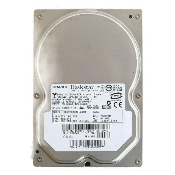 80gb sata hdd p/n: 0a31048 7200rpm mlc: ba1468, dp/n: 08d048