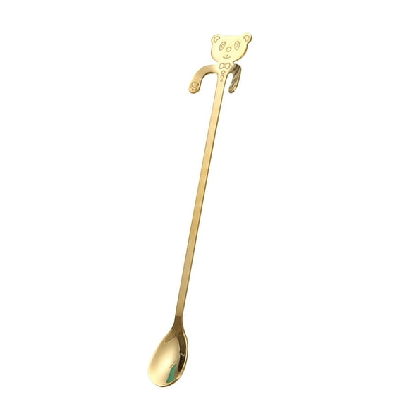 DPTALR Hangable Stainless Steel Spoon 304 Stainless Steel Ice Spoon Stirring Spoon Cute Cartoon Little Handle Coffee Spoon