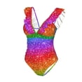 thumbnail image 2 of Picia Colorful Glitter Blooming Jelly Womens Tummy Control Bathing Suits Slimming Ruffle Swimsuit One Piece Lace Swimwear-, 2 of 8