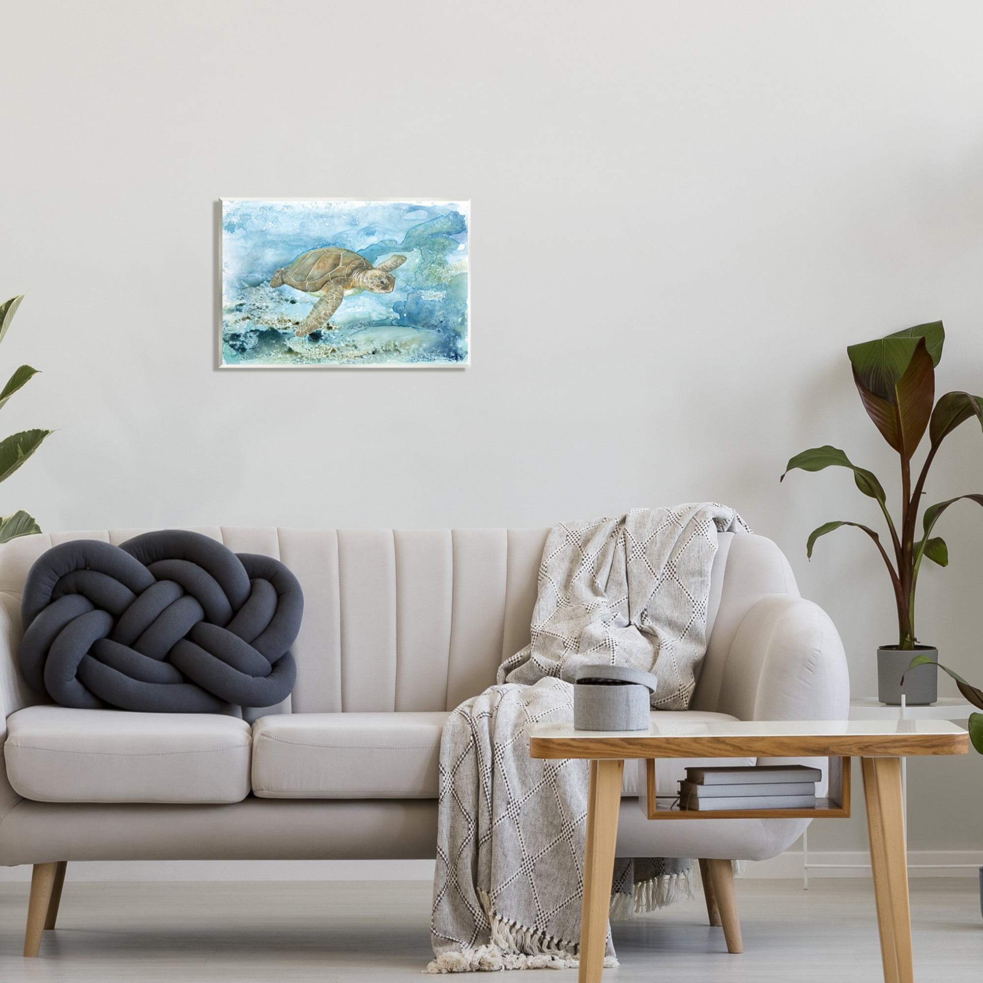 Stupell Industries Modern Sea Turtle Splash Animals & Insects Painting Unframed Art Print Wall Art, 19 x 13