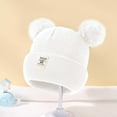 thumbnail image 4 of Staki Baby Beanies Baby Winter Hat with Cute Pom Pom Earflap Warm Fleece Lining Baby Beanie for Infant Toddler(White,0-36 Months), 4 of 6