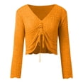 thumbnail image 4 of Women's Crochet Beach Cover Up Long Sleeve V Neck Swim Shirt Sheer Knit Bathing Suit Cover Up for Summer Beach Pool Swimwear, 4 of 5