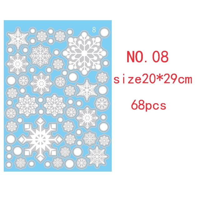 Nvzi 544 piezas/8 hojas de calcomanías de pared de copos de nieve navideños, calcomanías de copos de nieve blancos,suministros para fiestas navideñas para decoraciones de invierno, D